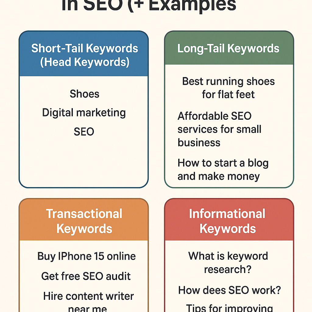 4 Types of Keywords in SEO (+ Examples)