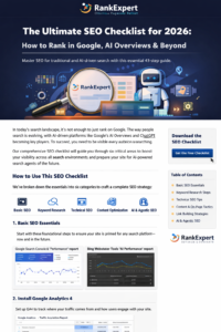 SEO in 2026 isn’t limited to ranking on search engines like Google. Today, visibility also depends on how well your content appears in AI-powered platforms such as Google’s AI Overviews, ChatGPT, and other intelligent assistants. This complete SEO checklist is designed to help you stay visible across traditional search engines and AI-driven discovery systems. By following these steps, you’ll not only improve rankings but also prepare your website for the future of agent-based search and AI automation. How to Use This SEO Checklist To make implementation easier, we’ve divided the checklist into six core areas: Basic SEO setup Keyword research Technical SEO Content & on-page SEO Link building & off-page SEO AI & agentic search optimization If you’re short on time, prioritize the sections that align with your current goals. Otherwise, work through all six for a complete SEO strategy. 1. Basic SEO Checklist (Build Your Foundation) These steps ensure your website is ready to be discovered and indexed. Set Up Search Console & Webmaster Tools Use Google Search Console and Bing Webmaster Tools to: Track performance Submit sitemaps Detect indexing issues Bing now includes AI performance insights, showing how your site appears in AI-generated answers. Install Google Analytics (GA4) Track: Traffic sources User behavior Engagement metrics In 2026, traffic alone isn’t enough—focus on user actions and conversions, especially since AI often answers queries without clicks. Use an SEO Plugin If you’re on WordPress, plugins like: Yoast SEO Rank Math help automate: Sitemap generation Meta tag optimization Schema markup Create and Submit XML Sitemap A sitemap helps search engines understand your site structure. Submit it to both Google and Bing for faster indexing. Optimize Robots.txt Your robots.txt file controls crawler access. Avoid blocking important pages—especially if you want visibility in AI-generated answers. Check for Manual Penalties Regularly review Google Search Console for: Spam issues Unnatural links Hidden content Avoid black-hat tactics—even if they seem to work temporarily. Ensure Your Site Is Indexable If your pages aren’t indexed, they won’t appear in: Google search AI-generated answers Run audits to confirm proper crawlability. 2. Keyword Research Checklist Keyword research now includes both search queries and AI prompts. Analyze Competitor Keywords Identify keywords your competitors rank for and find: Missing opportunities Weak rankings Find Core Topics Use keyword tools to discover: High-volume terms Question-based queries Buyer intent keywords Research AI Prompts Understand how users interact with AI tools by: Studying real questions Analyzing forums like Reddit Reviewing AI-generated responses Create a Keyword Map Group keywords by: Topic Intent Each group should correspond to a single page. Analyze Search Intent Study top-ranking pages to understand: Content type (guide, product, comparison) Depth of information User intent Find Related Questions Use: “People Also Ask” Forums and communities Add these questions to your content as headings or FAQs. 3. Technical SEO Checklist Technical SEO ensures your website is fast, accessible, and crawlable. Use HTTPS Secure websites rank better and build trust. Fix Duplicate Site Versions Ensure all versions (HTTP, HTTPS, www, non-www) redirect to one main domain. Resolve Crawl Errors Fix: Broken pages Incorrect canonical tags Improve Site Speed Focus on Core Web Vitals: LCP (loading speed) INP (interaction speed) CLS (visual stability) Faster sites improve both rankings and AI readability. Fix Broken Links Update or remove: Internal broken links External dead links Ensure Mobile-Friendliness Google uses mobile-first indexing, so your site must work perfectly on mobile devices. Optimize URL Structure Good URLs are: Short Clear Keyword-rich Example: ✅ /seo-checklist-2026/ ❌ /page?id=123 Add Structured Data Schema markup helps search engines and AI understand your content better. Improve Site Architecture Keep important pages within 3 clicks from homepage. Fix Redirect Issues Avoid: Redirect chains Loops Incorrect 302 redirects 4. Content & On-Page SEO Checklist Content is still king—but now it must also be AI-friendly. Optimize Title Tags Avoid: Duplicate titles Missing tags Overly long titles Write Better Meta Descriptions Make them: Unique Engaging Relevant Use a Single H1 Tag Each page should have one clear main heading. Improve CTR with Optimization Update pages with: Low clicks but high impressions Better headings and content structure Audit Existing Content Identify: Underperforming pages Outdated information Update them regularly. Add Alt Text to Images Helps with: Accessibility Image SEO AI understanding Strengthen Internal Linking Link related pages to improve: Navigation Authority distribution Fix Keyword Cannibalization Ensure multiple pages aren’t competing for the same keyword. Fix Orphan Pages Every page should have at least one internal link. Keep Content Updated Refresh: Stats Examples Trends AI tools prefer fresh and accurate content. 5. Link Building & Off-Page SEO Checklist Backlinks remain a key ranking factor—even in AI search. Analyze Competitor Backlinks Find where competitors get links from. Run a Backlink Gap Analysis Identify sites linking to competitors but not you. Turn Mentions into Links Reach out to websites that mention your brand without linking. Build High-Quality Links Focus on: Authority Relevance Natural placement Optimize Google Business Profile For local SEO: Keep information updated Add images and reviews AI tools often pull local data from these listings. 6. AI & Agentic Search Optimization Checklist This is what separates modern SEO from outdated strategies. Track AI Visibility Monitor: Mentions Citations Competitor presence in AI results Structure Content for AI Make content: Clear and direct Well-organized Easy to extract Tips: Use short paragraphs Answer questions directly Avoid vague language Use LLMs.txt (Emerging Trend) This file may guide AI systems to your most important pages. While still evolving, it’s worth watching. Final Thoughts: Execute Your SEO Strategy for 2026 SEO is no longer just about ranking—it’s about visibility everywhere your audience searches, including AI platforms. To succeed: Build a strong technical foundation Create helpful, structured content Optimize for both humans and AI systems The earlier you adapt, the better positioned your website will be as search continues to evolve. Pro Tip Start implementing this checklist step by step. Even small improvements can significantly boost your visibility across both search engines and AI-powered platforms.